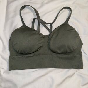 Women's Olive Green Strappy Sports Bra